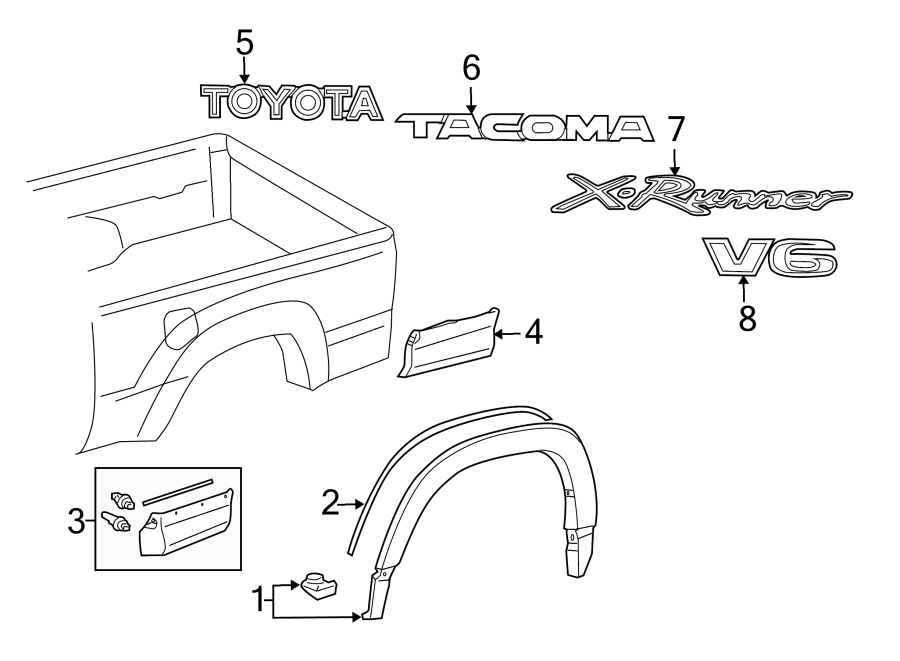 Diagram PICK UP BOX. EXTERIOR TRIM. for your 2012 Toyota Tundra 4.6L V8 A/T RWD Base Crew Cab Pickup Fleetside 