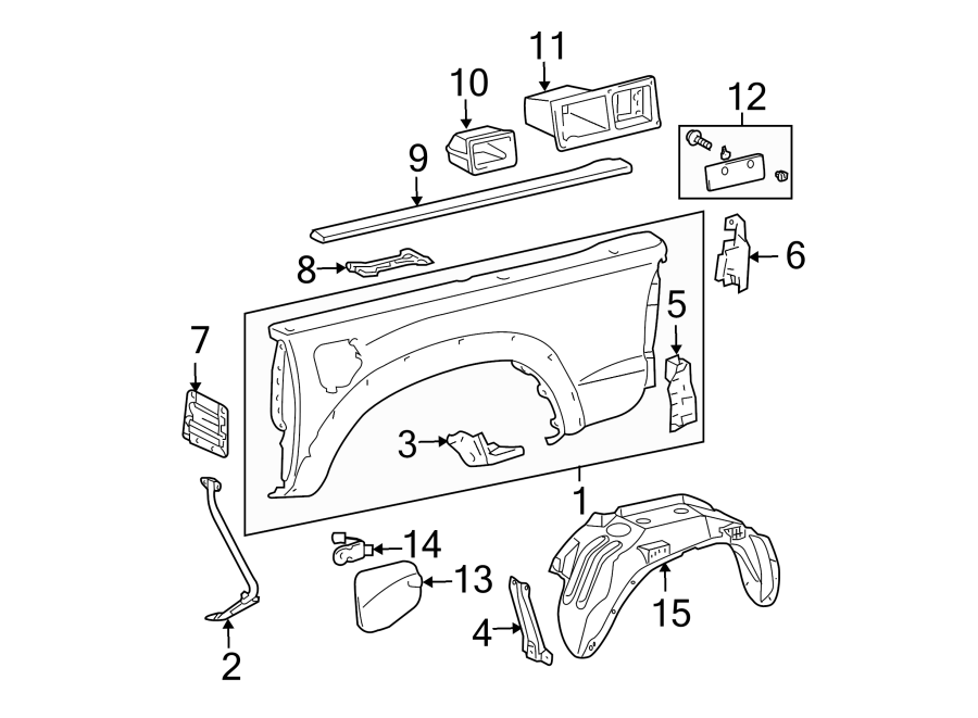 Diagram PICK UP BOX. FRONT & SIDE PANELS. for your Toyota Tacoma  