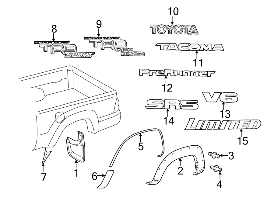 Diagram PICK UP BOX. EXTERIOR TRIM. for your Toyota Tacoma  