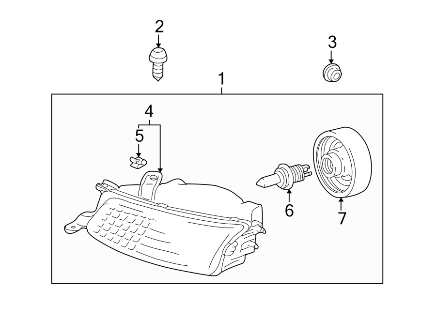 Diagram FRONT LAMPS. HEADLAMP COMPONENTS. for your 2000 Toyota Solara   