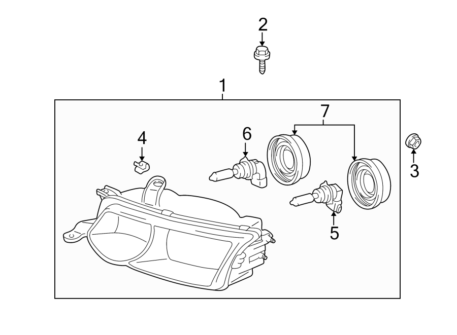 Diagram FRONT LAMPS. HEADLAMP COMPONENTS. for your 2002 Toyota Solara   