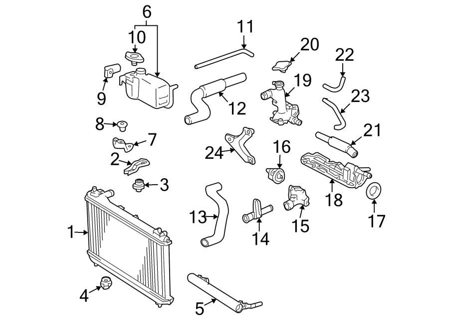 Diagram RADIATOR & COMPONENTS. for your 2024 Toyota Sequoia  Capstone Sport Utility 