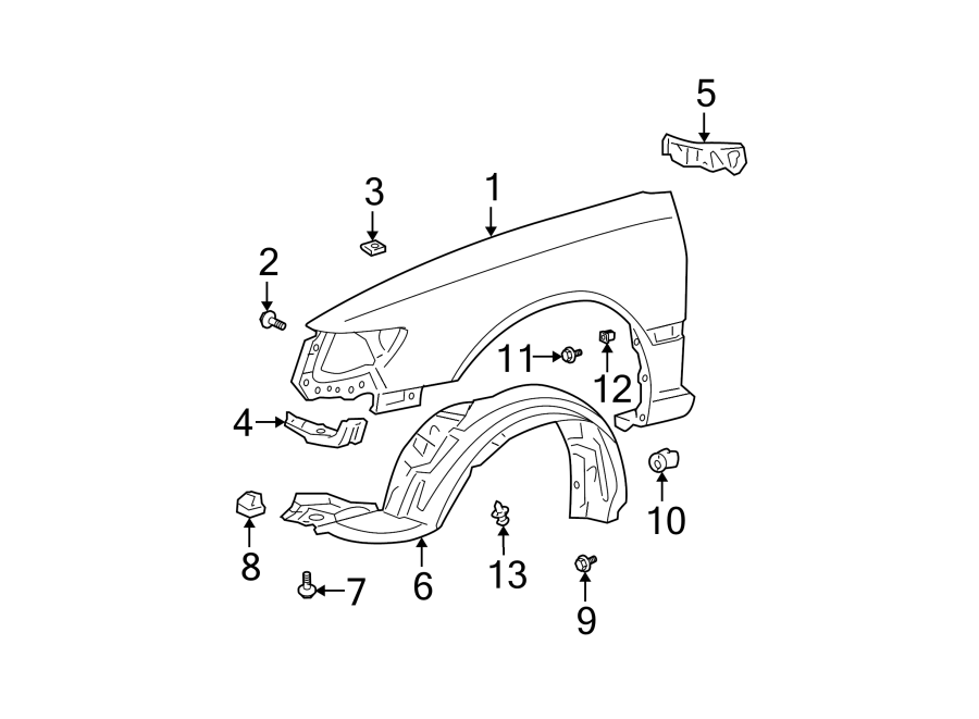 Diagram FENDER & COMPONENTS. for your Toyota