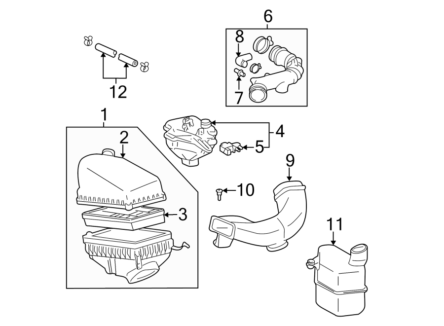 Diagram ENGINE / TRANSAXLE. AIR INTAKE. for your 2012 Toyota Corolla   