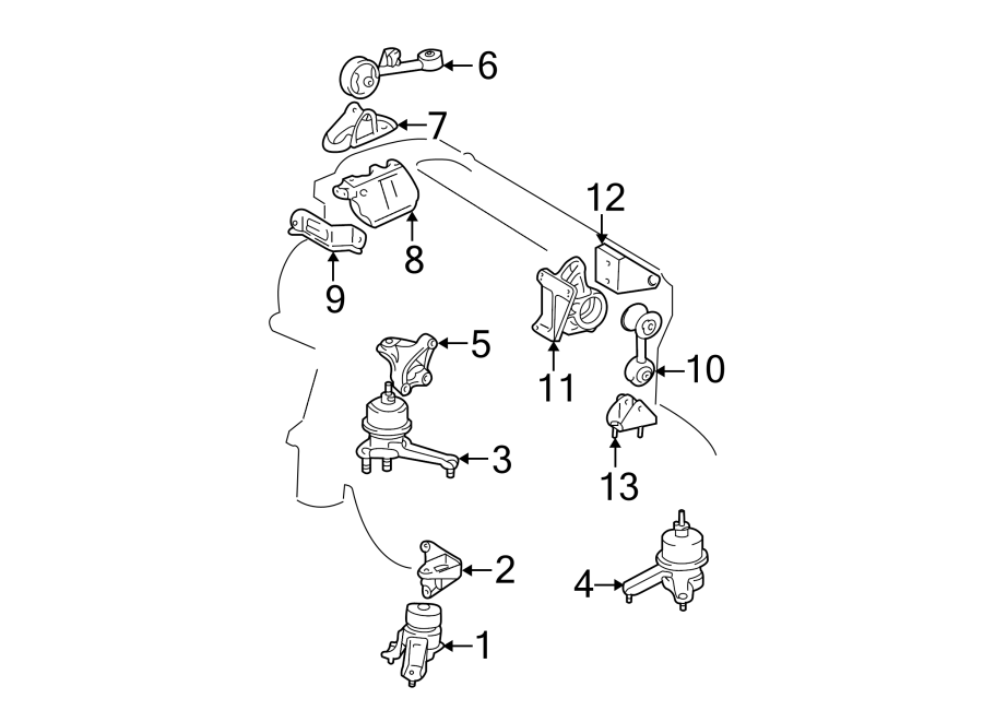 Diagram ENGINE / TRANSAXLE. ENGINE & TRANS MOUNTING. for your 2003 Toyota MR2 Spyder   