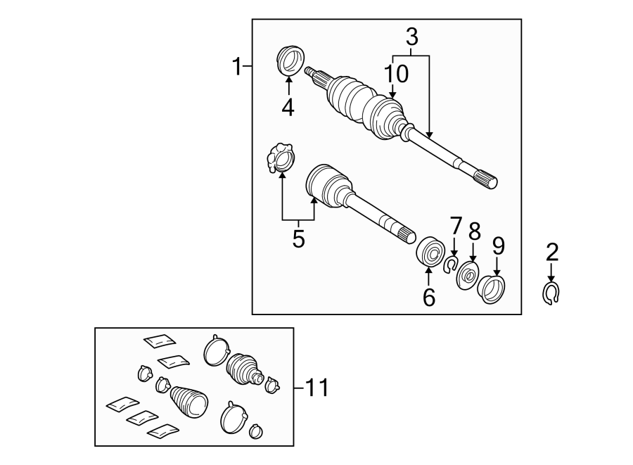 Diagram FRONT SUSPENSION. DRIVE AXLES. for your 2024 Toyota Corolla   