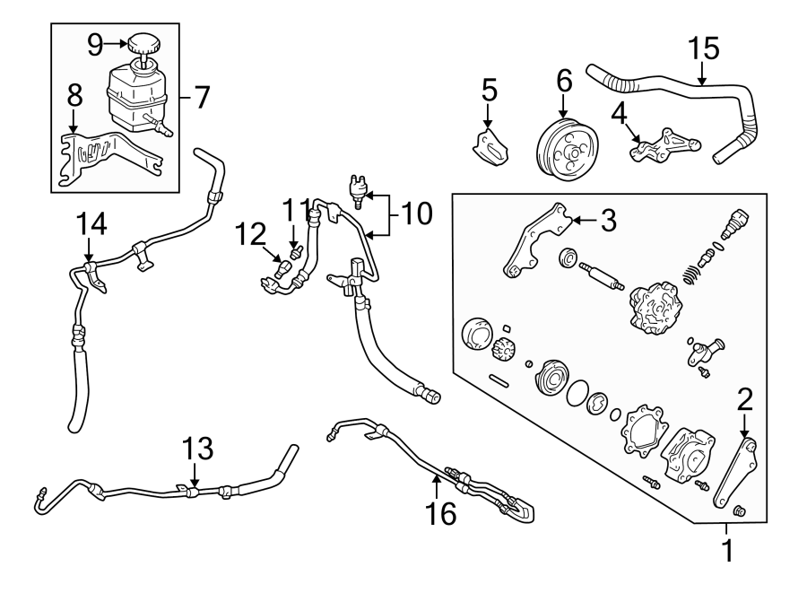 Diagram STEERING GEAR & LINKAGE. PUMP & HOSES. for your 2005 Toyota Sienna 3.3L V6 A/T AWD CE Mini Passenger Van 