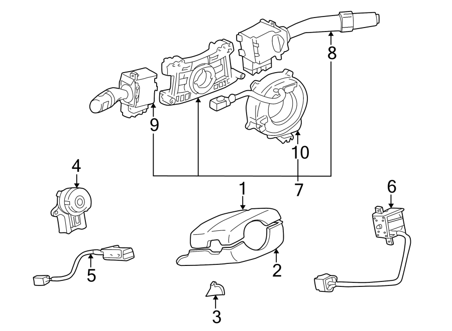 Diagram STEERING COLUMN. SHROUD. SWITCHES & LEVERS. for your 2017 Toyota Avalon   