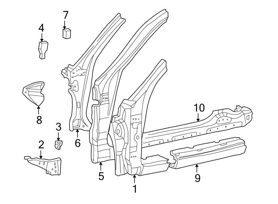 Diagram PILLARS. ROCKER & FLOOR. HINGE PILLAR. for your 2021 Toyota Venza   