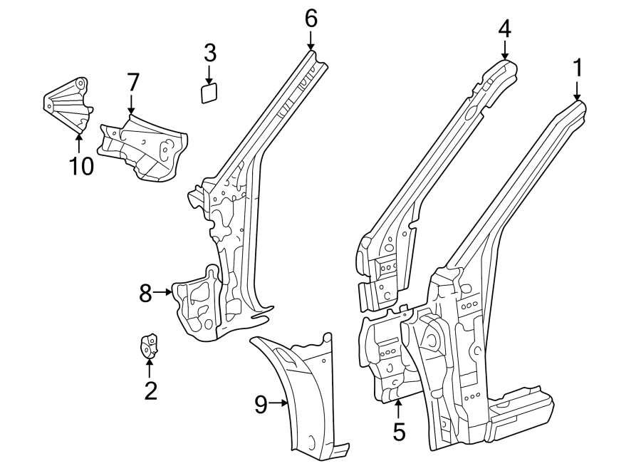 Diagram PILLARS. ROCKER & FLOOR. HINGE PILLAR. for your 2021 Toyota Venza   