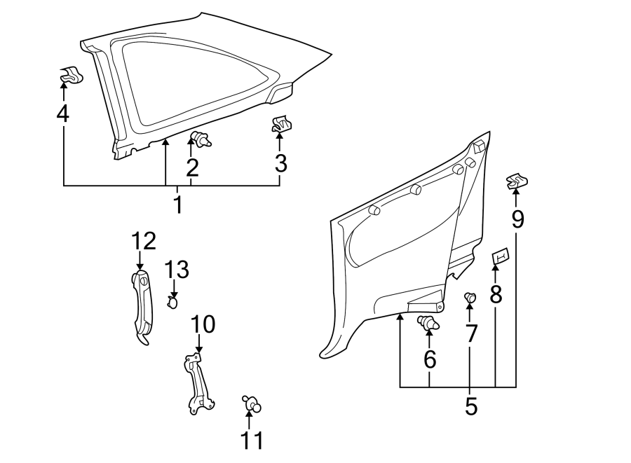 Diagram QUARTER PANEL. INTERIOR TRIM. for your 2007 Toyota Corolla   