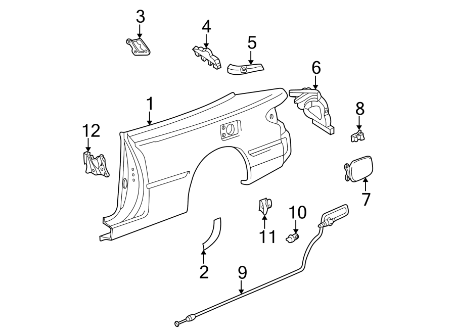 Diagram QUARTER PANEL & COMPONENTS. for your 2009 Toyota Prius 1.5L FULL HYBRID EV-GAS (FHEV) CVT Base Hatchback 