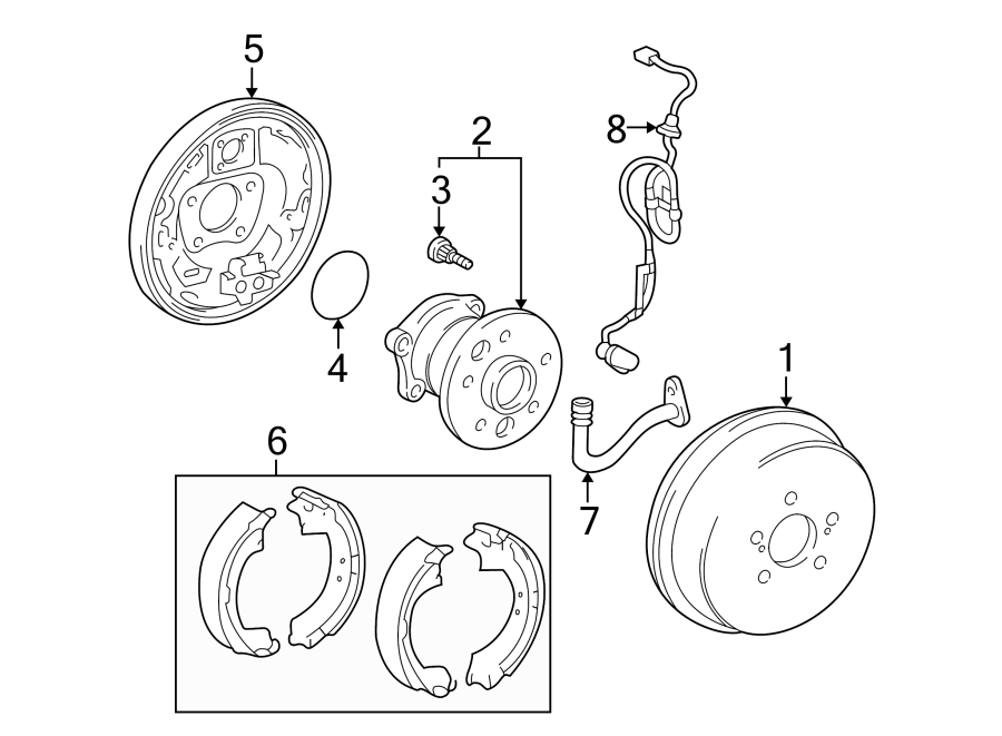 Diagram Rear suspension. Brake components. for your 2020 Toyota Yaris   