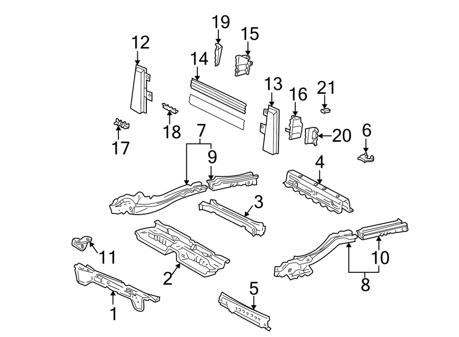 Diagram REAR BODY & FLOOR. FLOOR & RAILS. for your 2021 Toyota 4Runner   