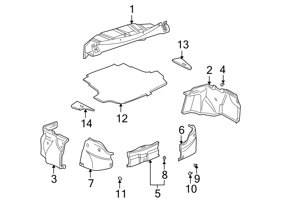 Diagram REAR BODY & FLOOR. INTERIOR TRIM. for your 2014 Toyota Prius Plug-In   