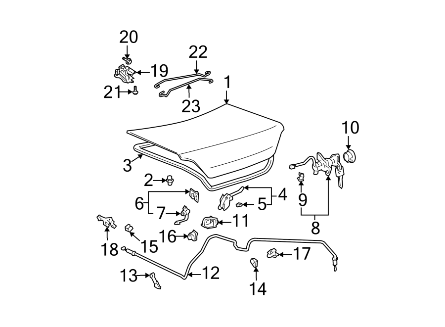 Diagram LID & COMPONENTS. for your 1996 Toyota Camry 2.2L A/T LE SEDAN 