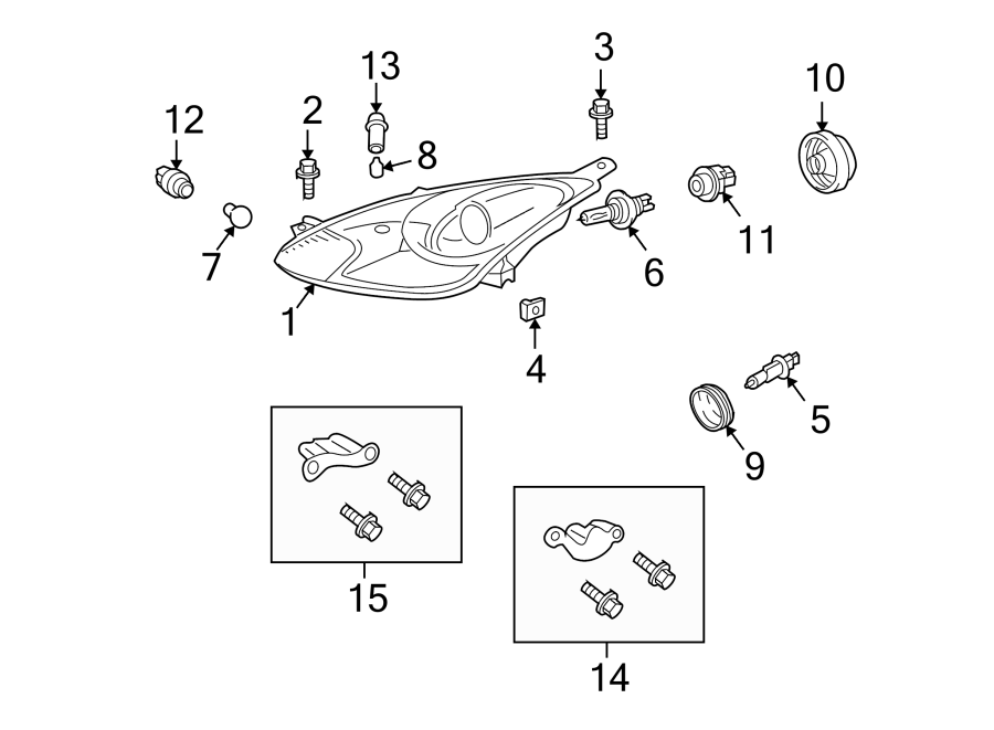 Diagram FRONT LAMPS. HEADLAMP COMPONENTS. for your 2004 Toyota Camry  LE SEDAN 