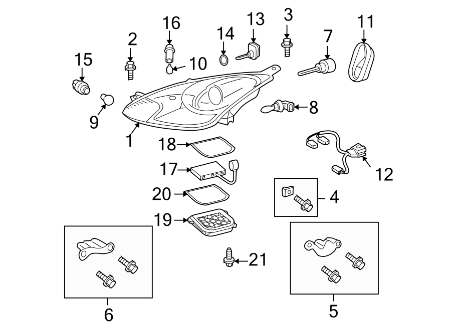 Diagram FRONT LAMPS. HEADLAMP COMPONENTS. for your 2015 Toyota Camry  Hybrid LE Sedan 