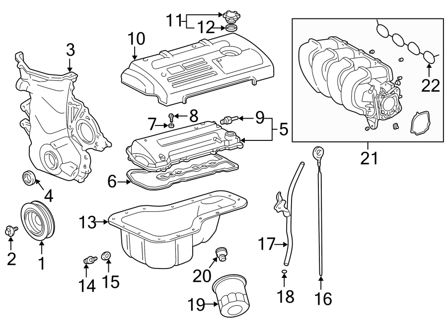 Diagram ENGINE / TRANSAXLE. ENGINE PARTS. for your 2008 Toyota Highlander   