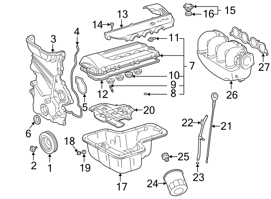 Diagram ENGINE / TRANSAXLE. ENGINE PARTS. for your 2008 Toyota Tacoma  Base Extended Cab Pickup Fleetside 