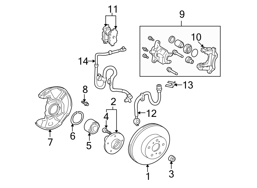 Diagram FRONT SUSPENSION. BRAKE COMPONENTS. for your 2015 Toyota Prius Plug-In   