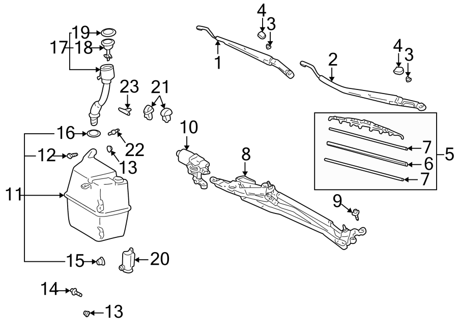 Diagram WINDSHIELD. WIPER & WASHER COMPONENTS. for your 2013 Toyota Sequoia   