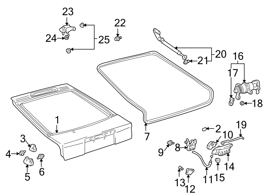 Diagram LIFT GATE. GATE & HARDWARE. for your 2023 Toyota 4Runner   