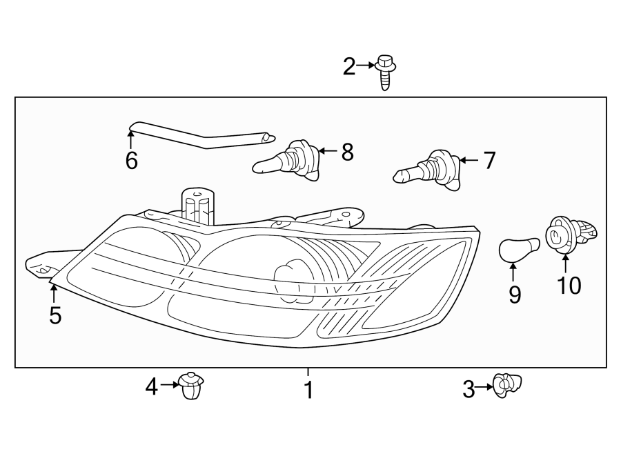 Diagram FRONT LAMPS. HEADLAMP COMPONENTS. for your 2001 Toyota 4Runner  SR5 Sport Utility 