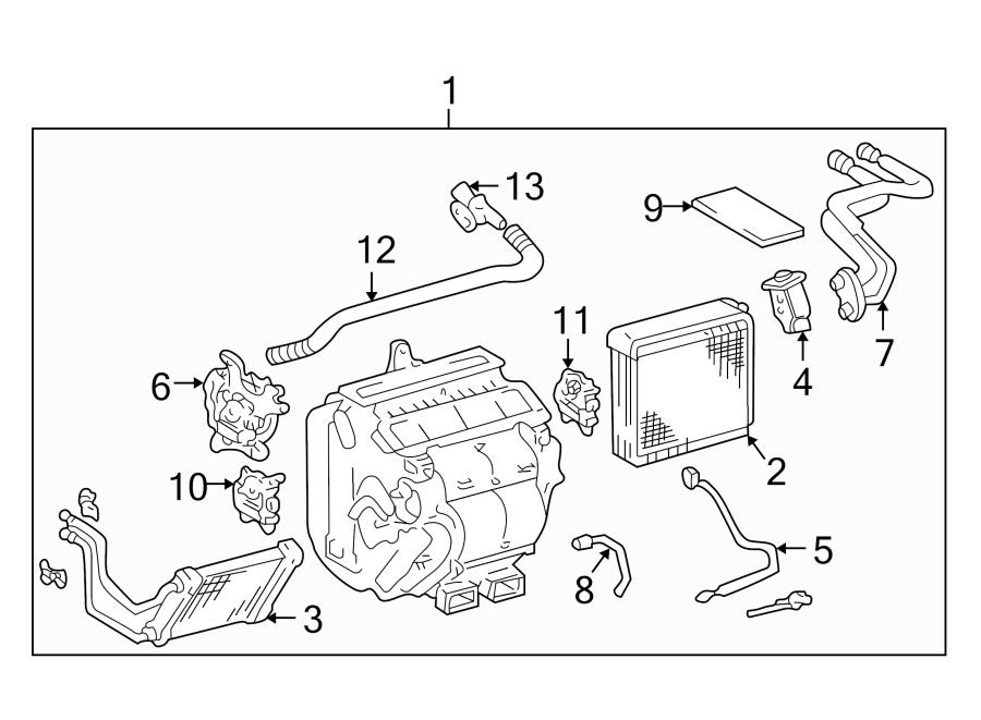 Diagram AIR CONDITIONER & HEATER. EVAPORATOR & HEATER COMPONENTS. for your Toyota Avalon  