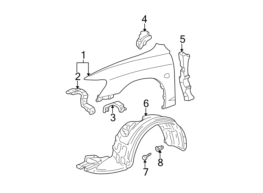 Diagram FENDER & COMPONENTS. for your 2021 Toyota RAV4  Hybrid XSE Sport Utility 