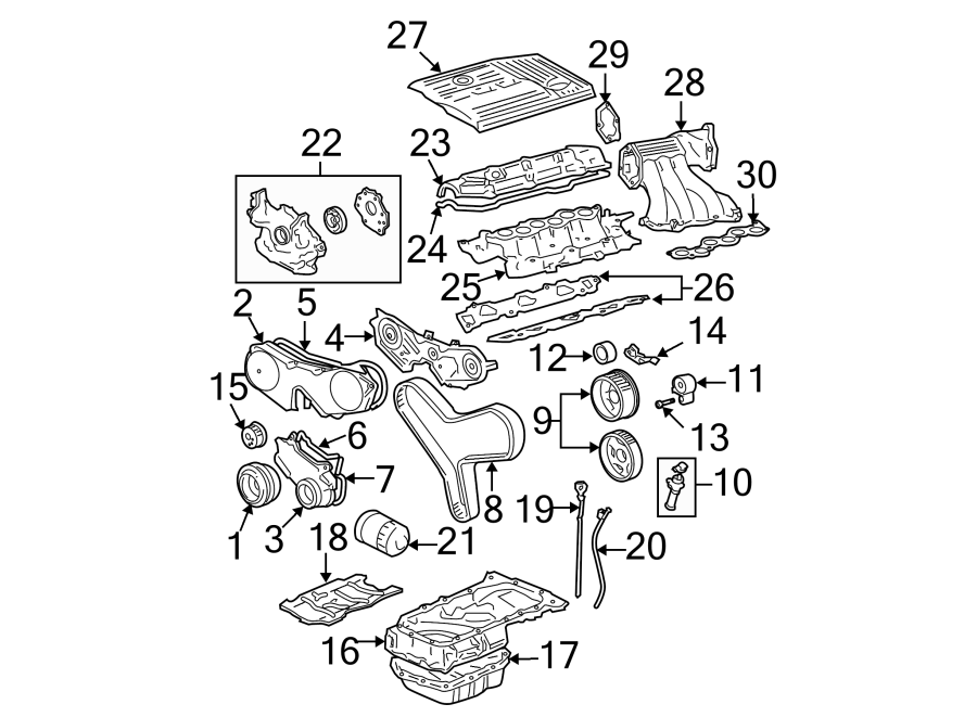 Diagram ENGINE / TRANSAXLE. ENGINE PARTS. for your Toyota