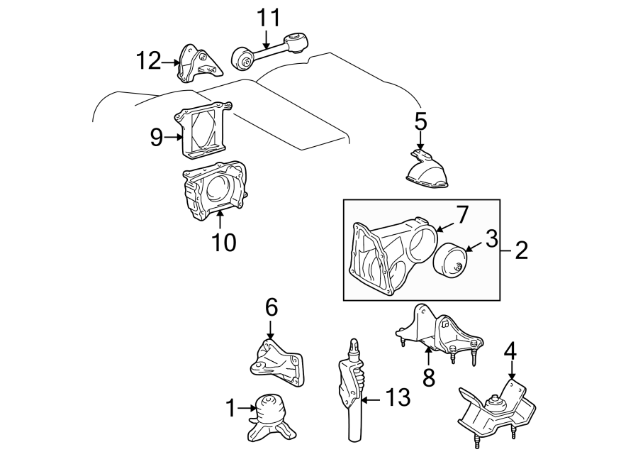 Diagram ENGINE / TRANSAXLE. ENGINE & TRANS MOUNTING. for your 2020 Toyota Sequoia 5.7L i-Force V8 A/T RWD Platinum Sport Utility 