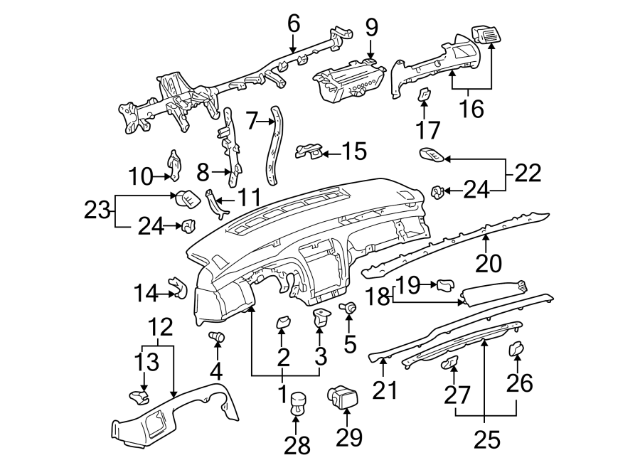 Diagram INSTRUMENT PANEL COMPONENTS. for your 2014 Toyota Tundra 5.7L i-Force V8 A/T 4WD SR Extended Cab Pickup Fleetside 