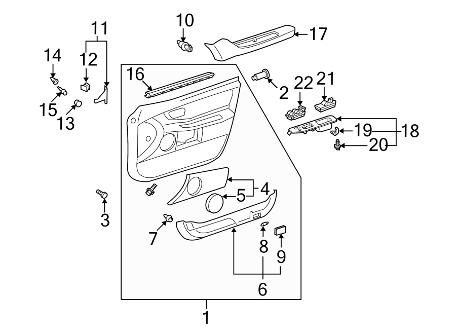 Diagram FRONT DOOR. INTERIOR TRIM. for your 2002 Toyota Camry  XLE SEDAN 