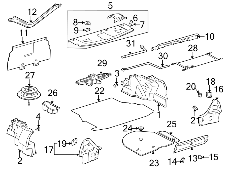 Diagram REAR BODY & FLOOR. INTERIOR TRIM. for your 2010 Toyota Camry 2.5L A/T LE SEDAN 