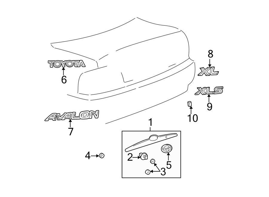 Diagram TRUNK LID. EXTERIOR TRIM. for your Toyota