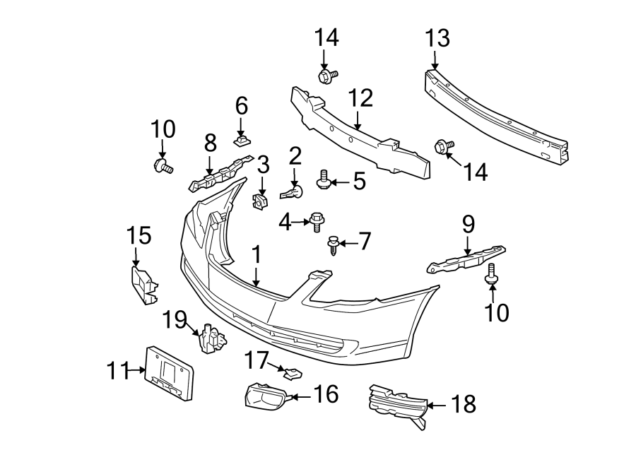 Diagram FRONT BUMPER & GRILLE. BUMPER & COMPONENTS. for your 2020 Toyota Prius Prime   