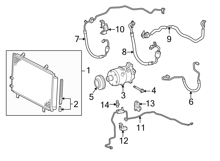 Diagram AIR CONDITIONER & HEATER. COMPRESSOR & LINES. CONDENSER. for your 1997 Toyota Camry   