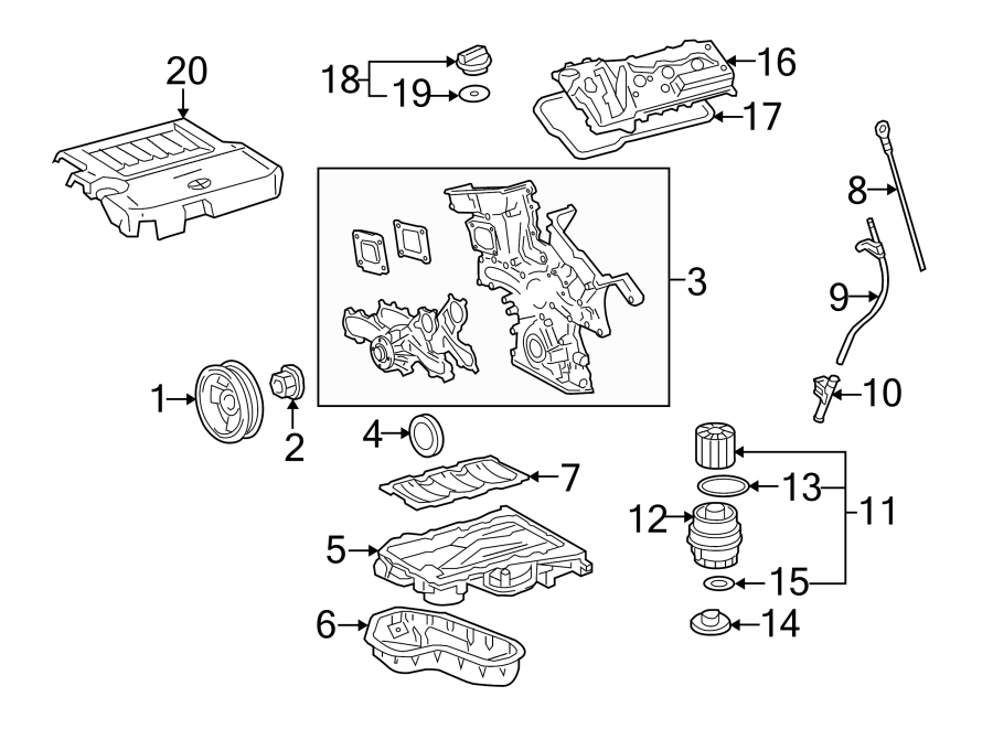 Diagram ENGINE / TRANSAXLE. ENGINE PARTS. for your Toyota