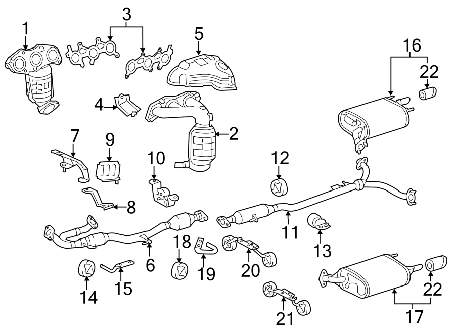 Diagram EXHAUST SYSTEM. EXHAUST COMPONENTS. for your Toyota