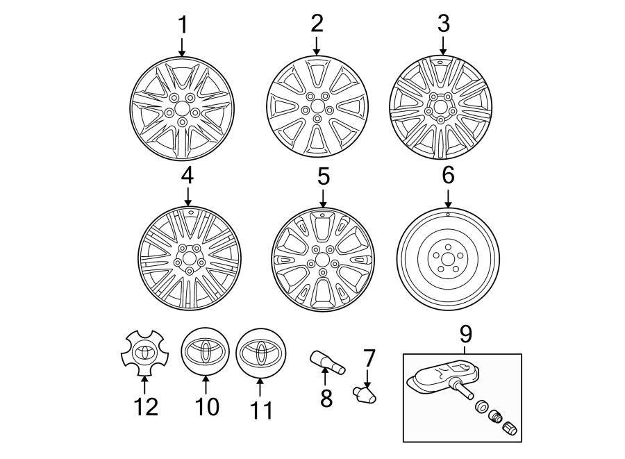 Diagram WHEELS. COVERS & TRIM. for your 2008 Toyota Avalon   