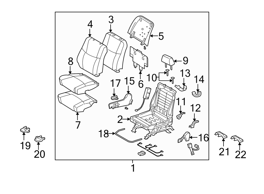 Diagram SEATS & TRACKS. FRONT SEAT COMPONENTS. for your 2016 Toyota Yaris   