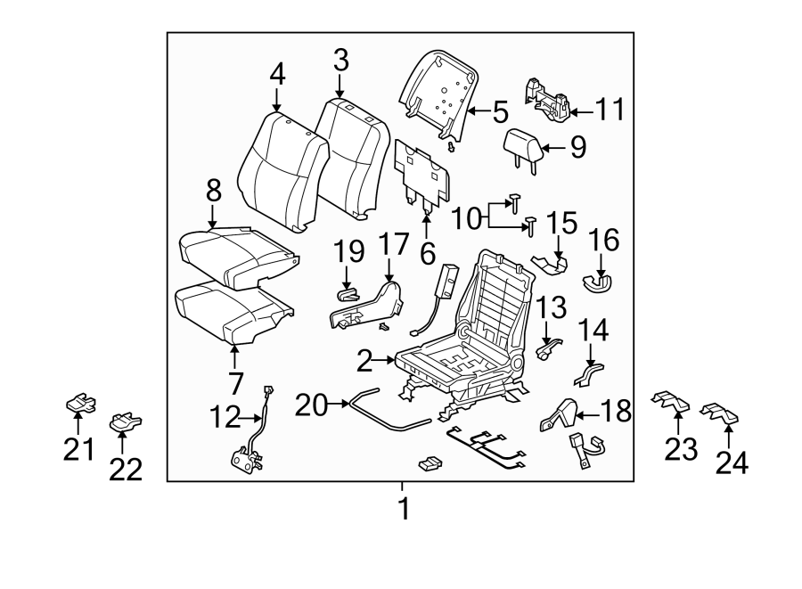 Diagram SEATS & TRACKS. FRONT SEAT COMPONENTS. for your 2016 Toyota Yaris   