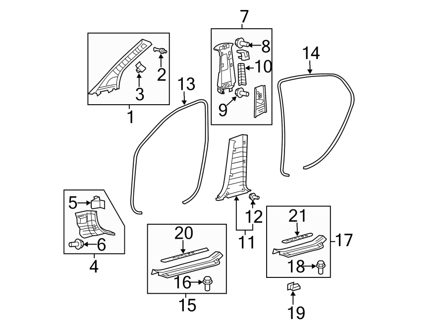 Diagram PILLARS. ROCKER & FLOOR. INTERIOR TRIM. for your Toyota Avalon  