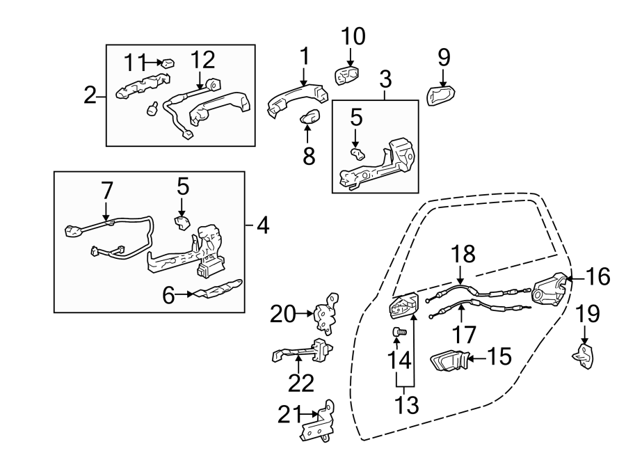 Diagram REAR DOOR. LOCK & HARDWARE. for your 2021 Toyota Highlander   