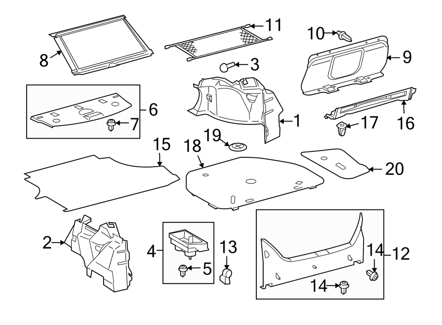 Diagram REAR BODY & FLOOR. INTERIOR TRIM. for your 2014 Toyota Tundra 5.7L i-Force V8 FLEX A/T RWD SR Extended Cab Pickup Fleetside 