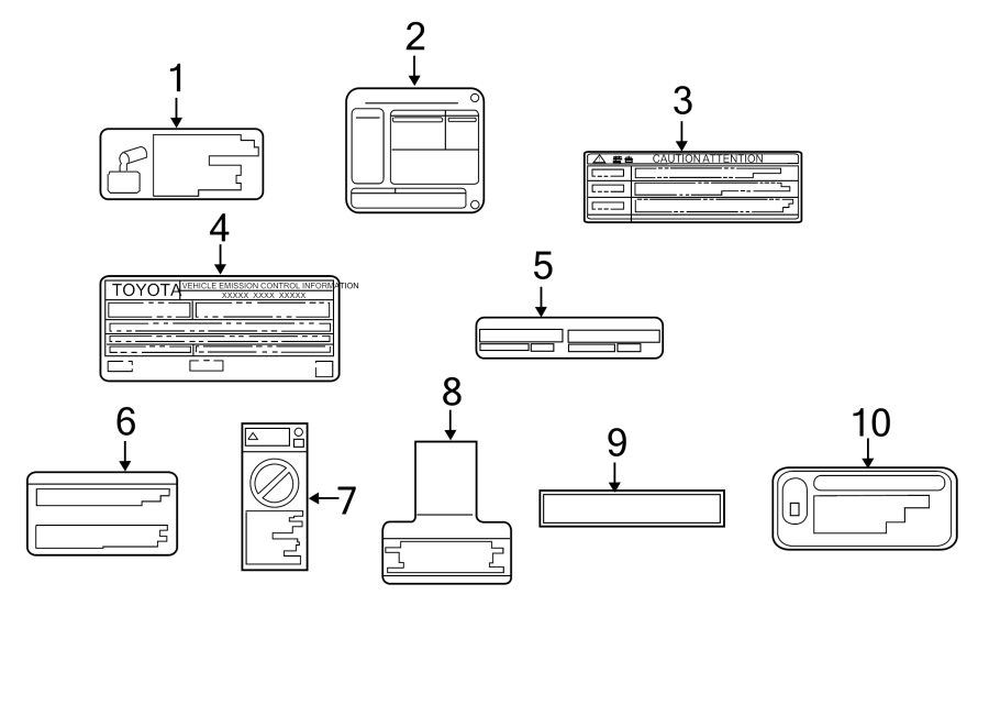 Diagram INFORMATION LABELS. for your 2015 Toyota Highlander  XLE Sport Utility 