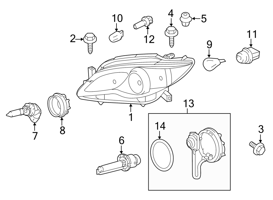 Diagram FRONT LAMPS. HEADLAMP COMPONENTS. for your 2001 Toyota 4Runner   