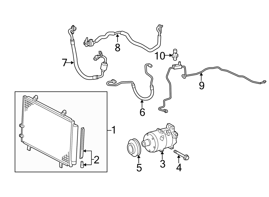 Diagram AIR CONDITIONER & HEATER. COMPRESSOR & LINES. CONDENSER. for your 2012 Toyota Camry   