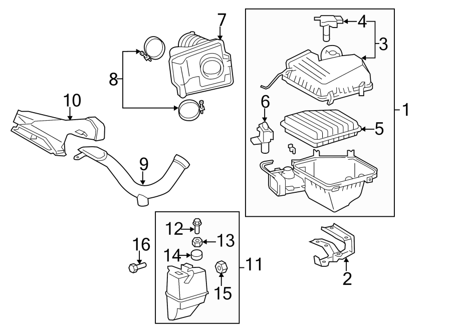 Diagram ENGINE / TRANSAXLE. AIR INTAKE. for your 2016 Toyota Corolla   